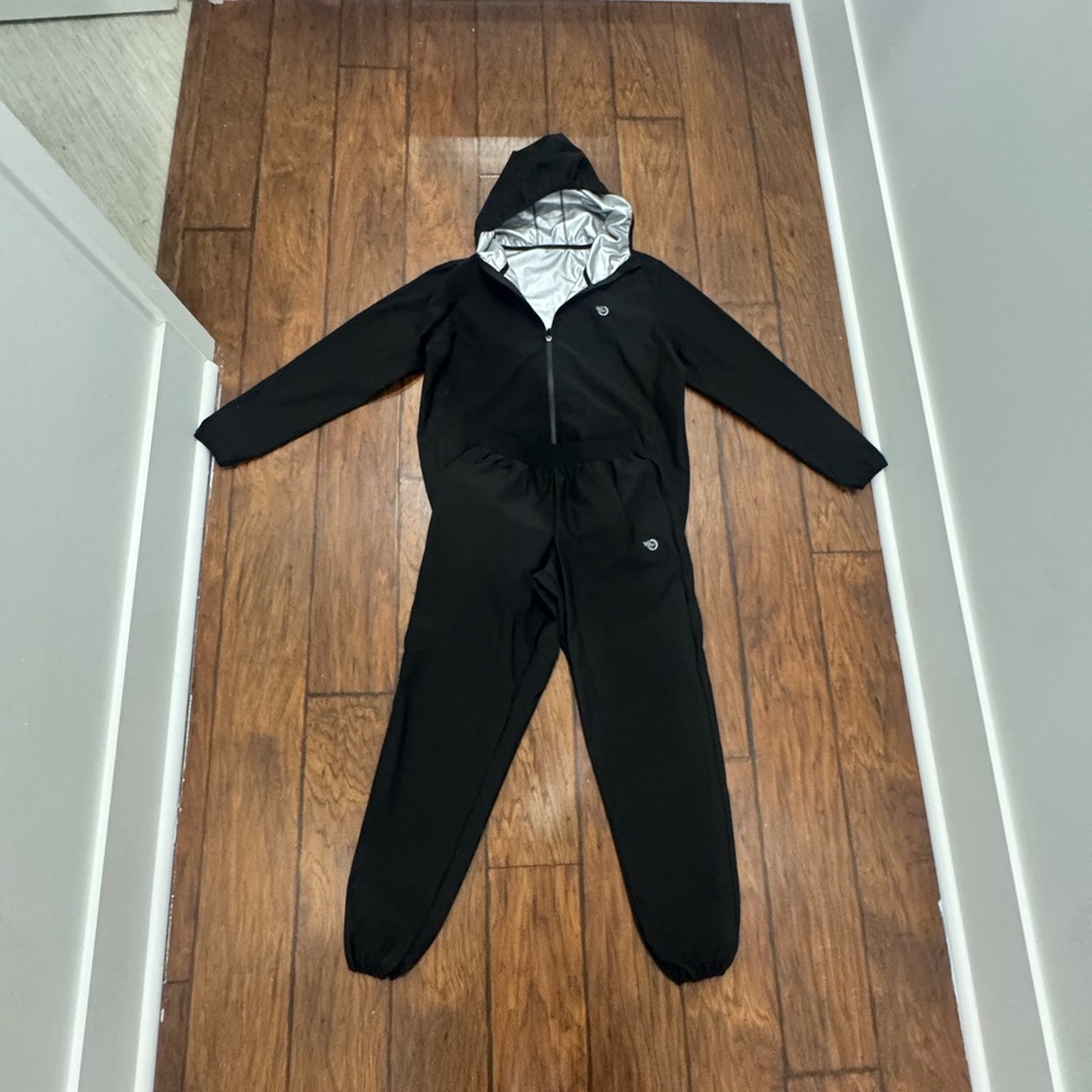 Black Hooded Sauna Suit - 3 peice - Women's Track Pants & Joggers